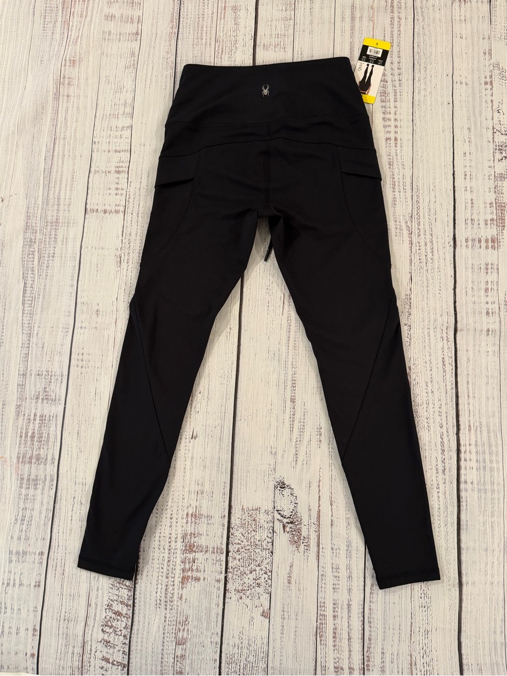 NWT Spyder Women Black High Rise Stretch Workout Legging Size Small Pockets - Picture 6 of 7